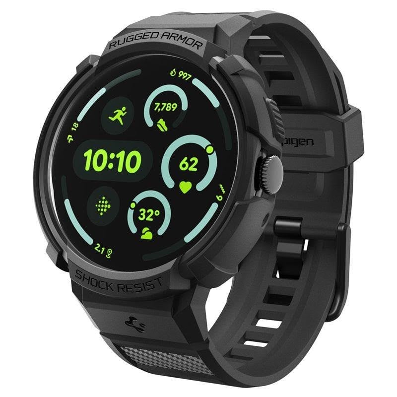 Spigen Rugged Armor Pro + Stand - matte black - Google Pixel Watch 4 45mm