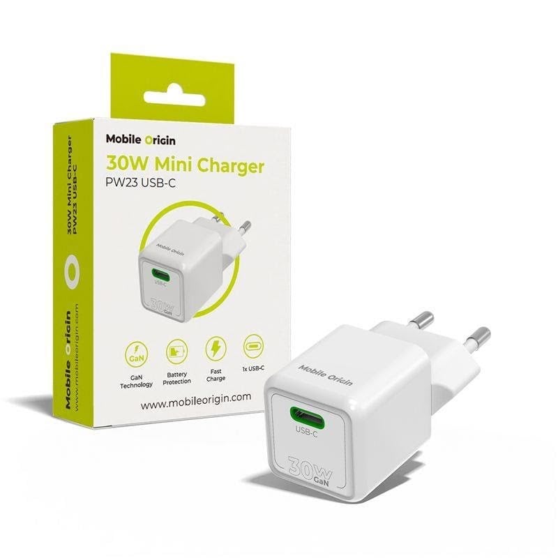 Mobile Origin 30W Mini Charger PW23 - USB-C Mobil Oplader MO-30WMCH-PW23