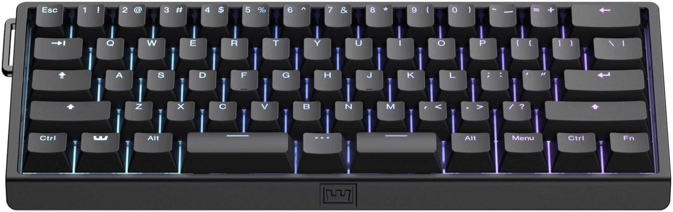 Wooting 60HE v2 - US-ANSI - Split - Plastic - Gaming Tastatur - Uden Numpad - Amerikansk engelsk - Sort Tastatur WK3C-USSP1-TIK-BK1