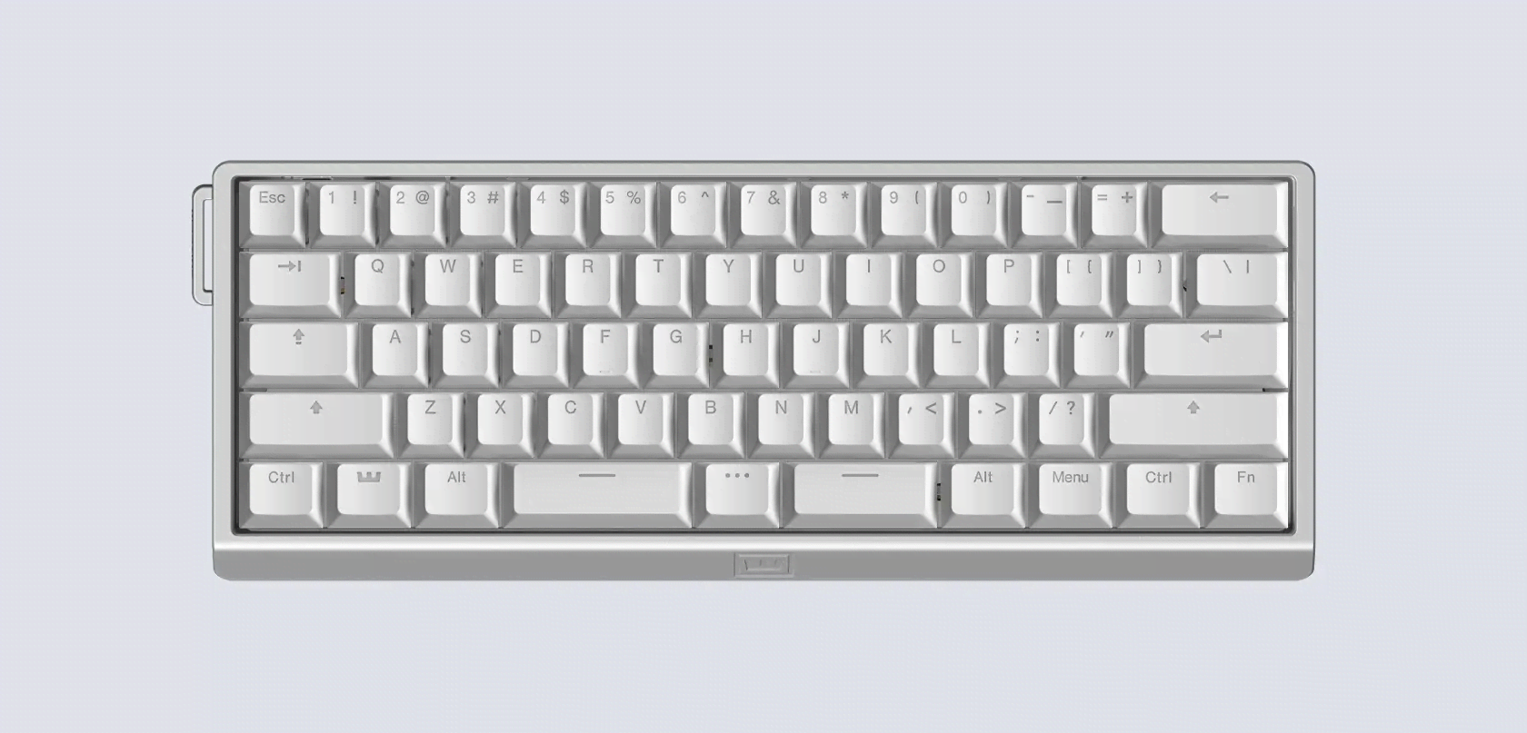 Wooting 60HE v2 - US-ANSI - Split - Aluminum - Gaming Tastatur - Uden Numpad - Amerikansk engelsk - Sølv Tastatur WK3C-USSP1-TIK-ASV1