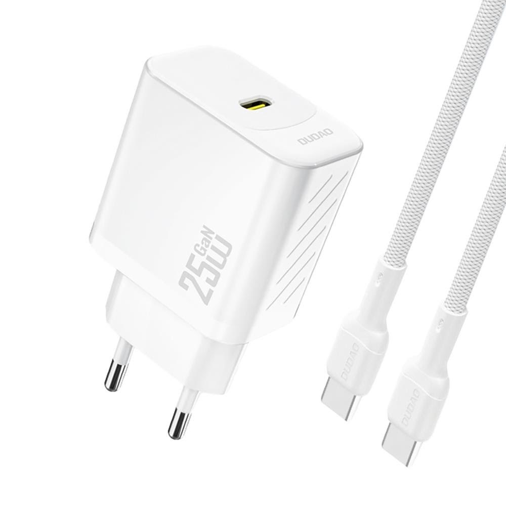 Dudao A27CEU PD 25W GaN SB-C AC Charger with USB-C Cable - White Mobil Oplader 6976625334148