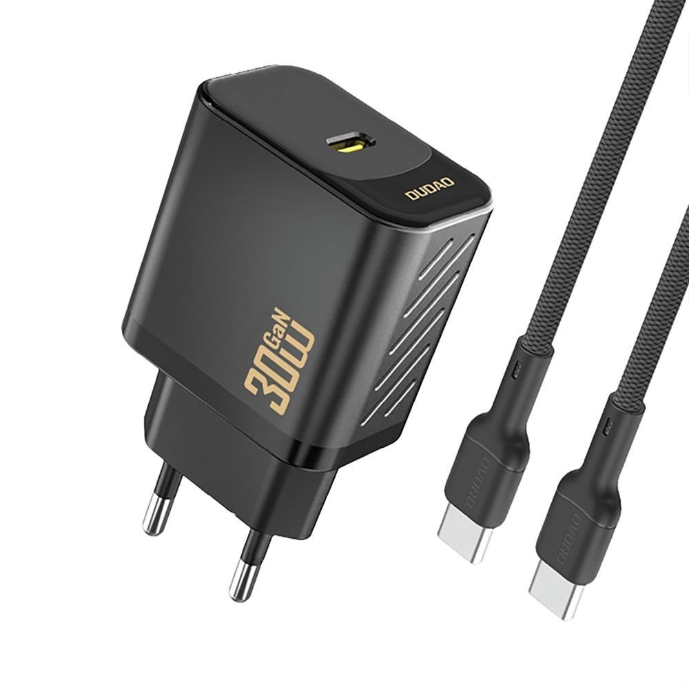 Dudao A27PCEU PD 30W GaN USB-C Wall Charger with USB-C Cable - Black Mobil Oplader 6976625334193