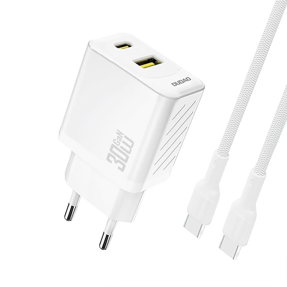 Dudao A27TCEU PD 30W GAN USB-A USB-C wall charger with USB-C cable - white