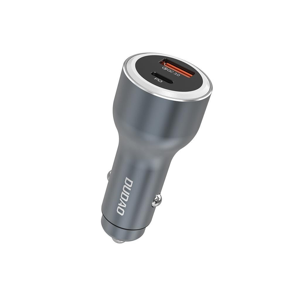 Dudao R4Ultra 120W Power Delivery Quick Charge LED USB-A USB-C Car Charger - Grey Mobil Oplader 6976625335824