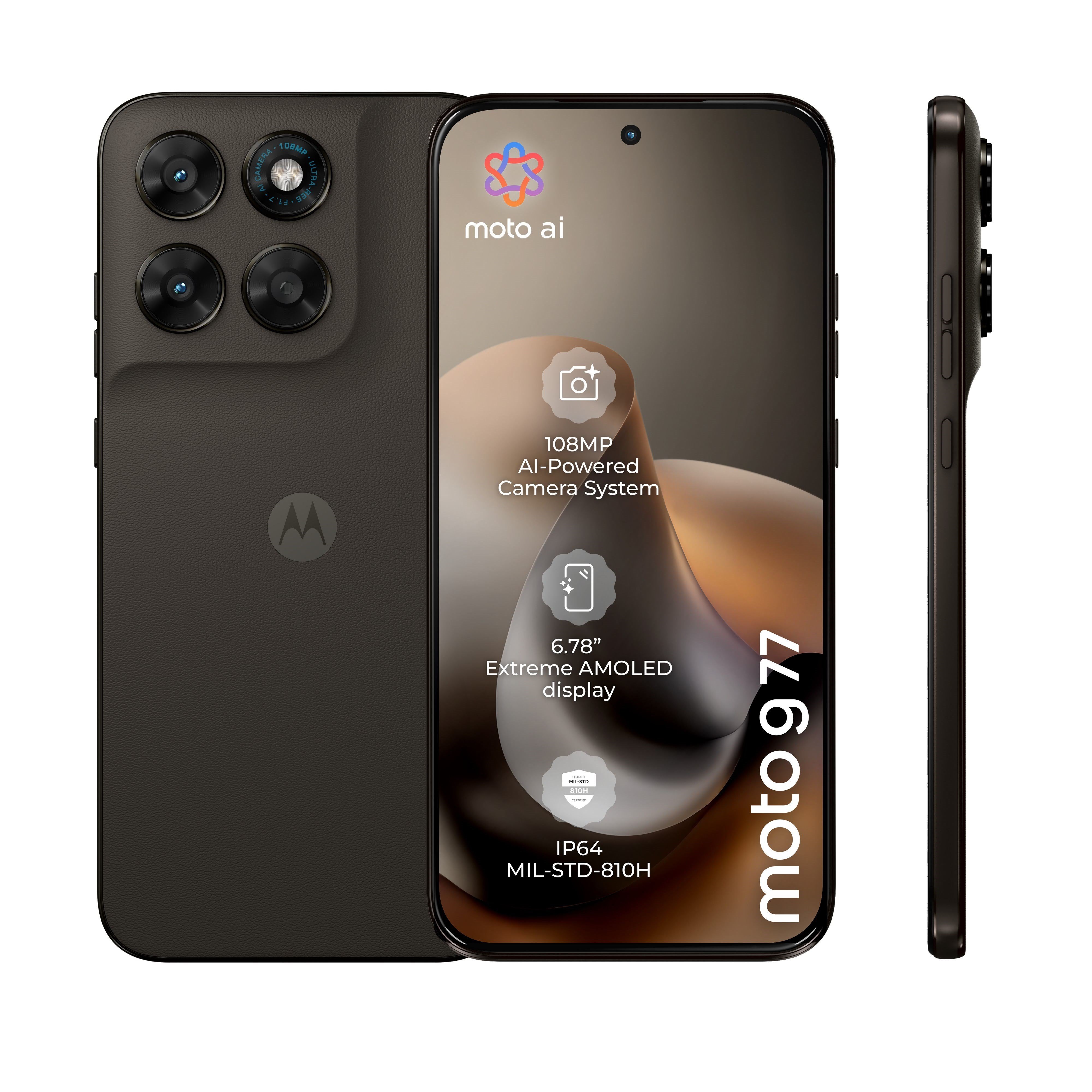 Motorola moto g77 128GB/8GB - PANTONE Black Olive Mobiltelefon Sort PBAW0004SE