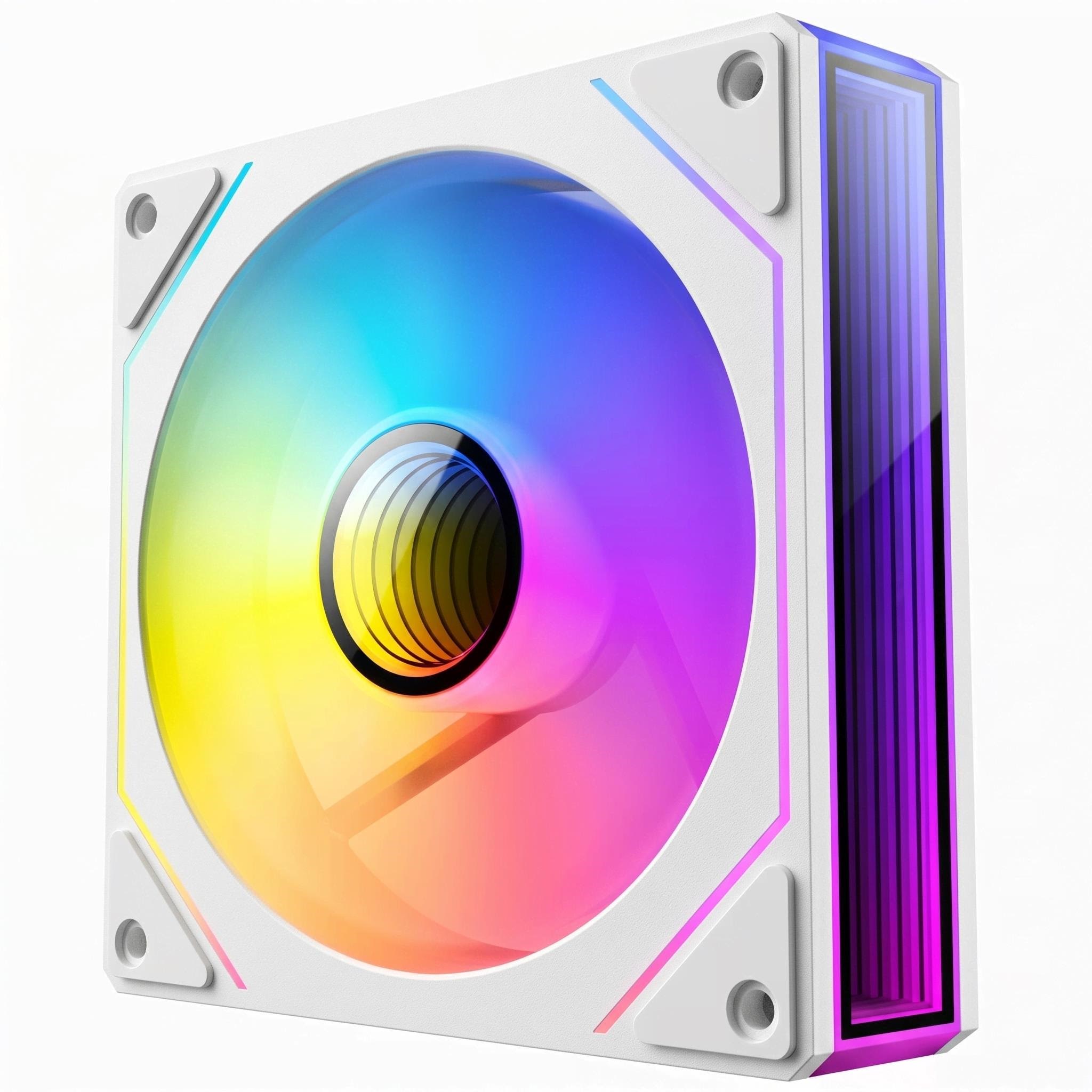 DUTZO INF 120 PWM ARGB Reverse - Kabinet køler - 120mm - Hvid med RGB LED lys - 29 dBA Kabinetkøler INF120R-5VRGB-W