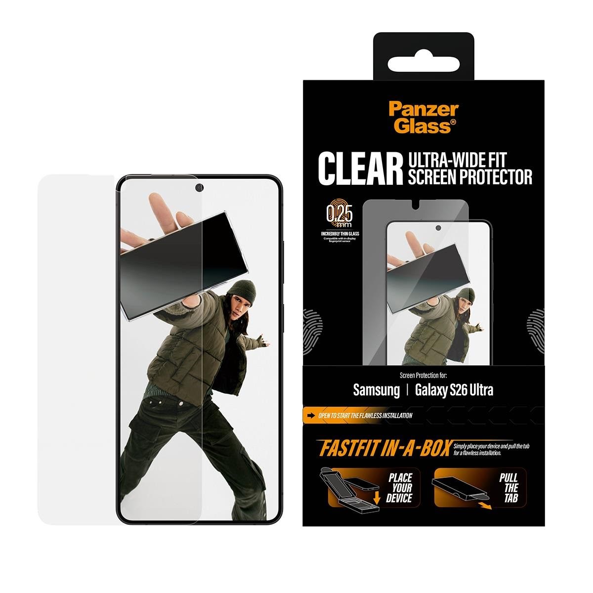 PanzerGlass Screen Protector Samsung Galaxy S26 Ultra | Ultra-Wide Fit w. FASTFIT IN-A-BOX Beskyttelsesglas PG56378