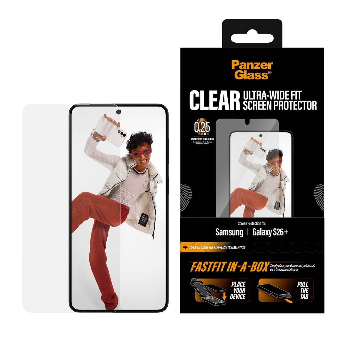 PanzerGlass Screen Protector Samsung Galaxy S26+ | Ultra-Wide Fit w. FASTFIT IN-A-BOX