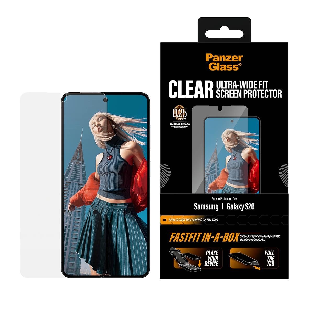 PanzerGlass Screen Protector Samsung Galaxy S26 | Ultra-Wide Fit w. FASTFIT IN-A-BOX Beskyttelsesglas PG17676