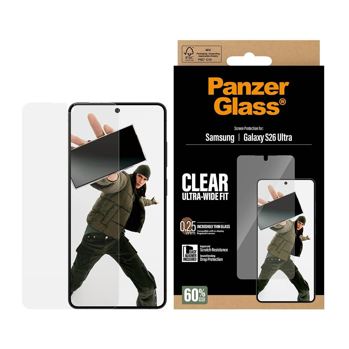 PanzerGlass Screen Protector Samsung Galaxy S26 Ultra | Ultra-Wide Fit w. EasyAligner