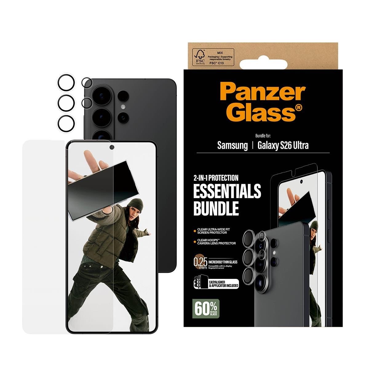 PanzerGlass Hoops 2-in-1 Bundle Samsung Galaxy S26 Ultra | Ultra-Wide Fit