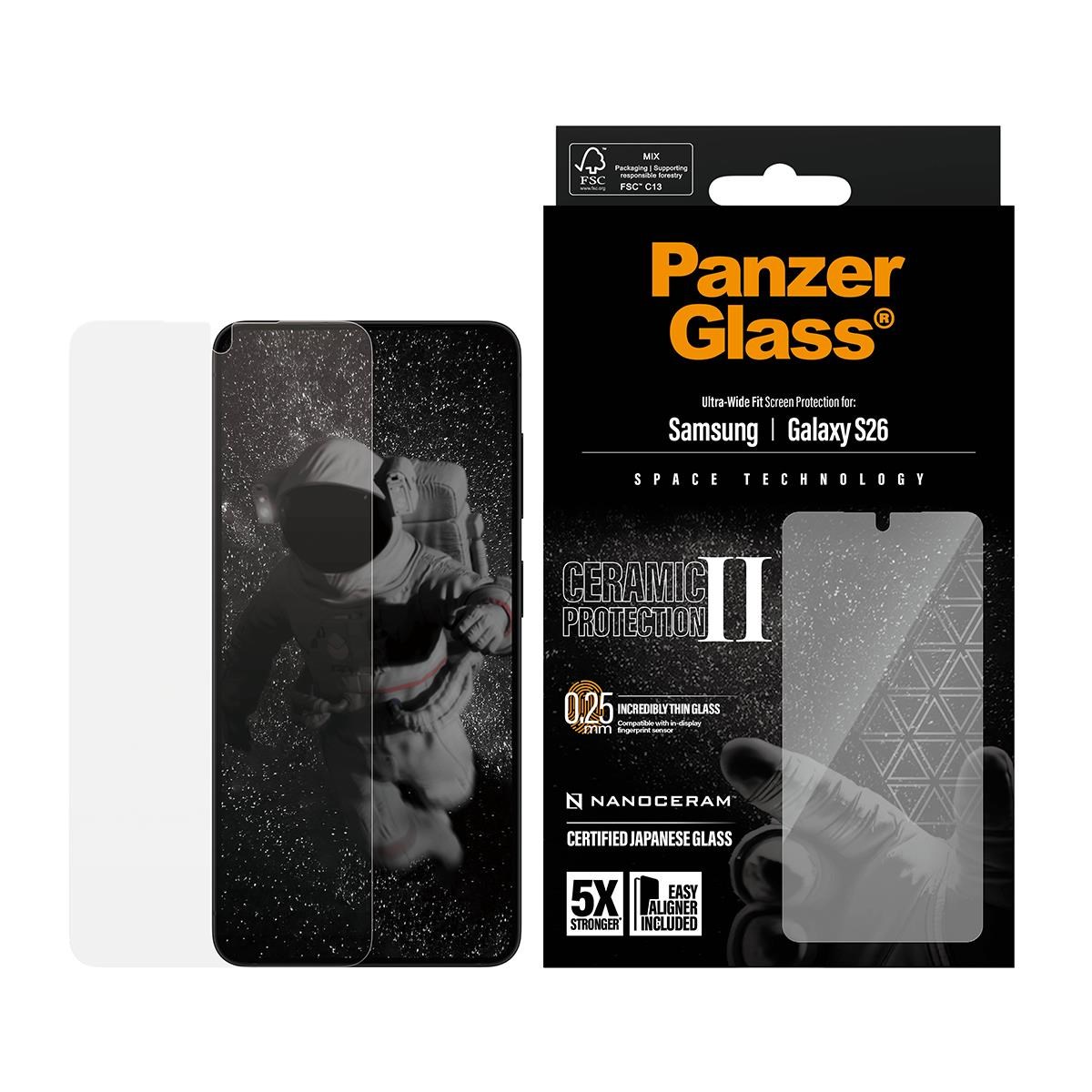 PanzerGlass Ceramic Screen Protector Samsung Galaxy S26 | Ultra-Wide Fit w. EasyAligner