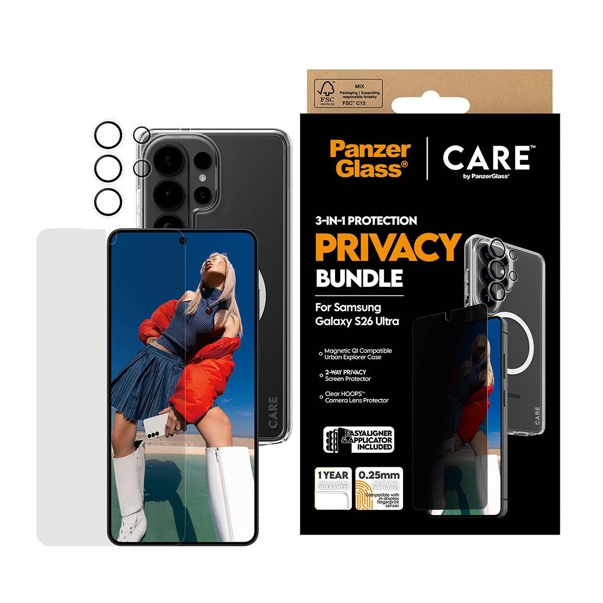 PanzerGlass Privacy 3-in-1 Bundle Samsung Galaxy S26 Ultra Beskyttelsesglas CR71355