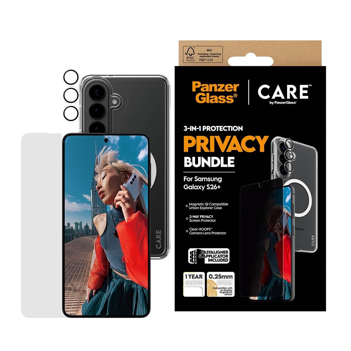PanzerGlass Privacy 3-in-1 Bundle Samsung Galaxy S26+ Beskyttelsesglas CR94821