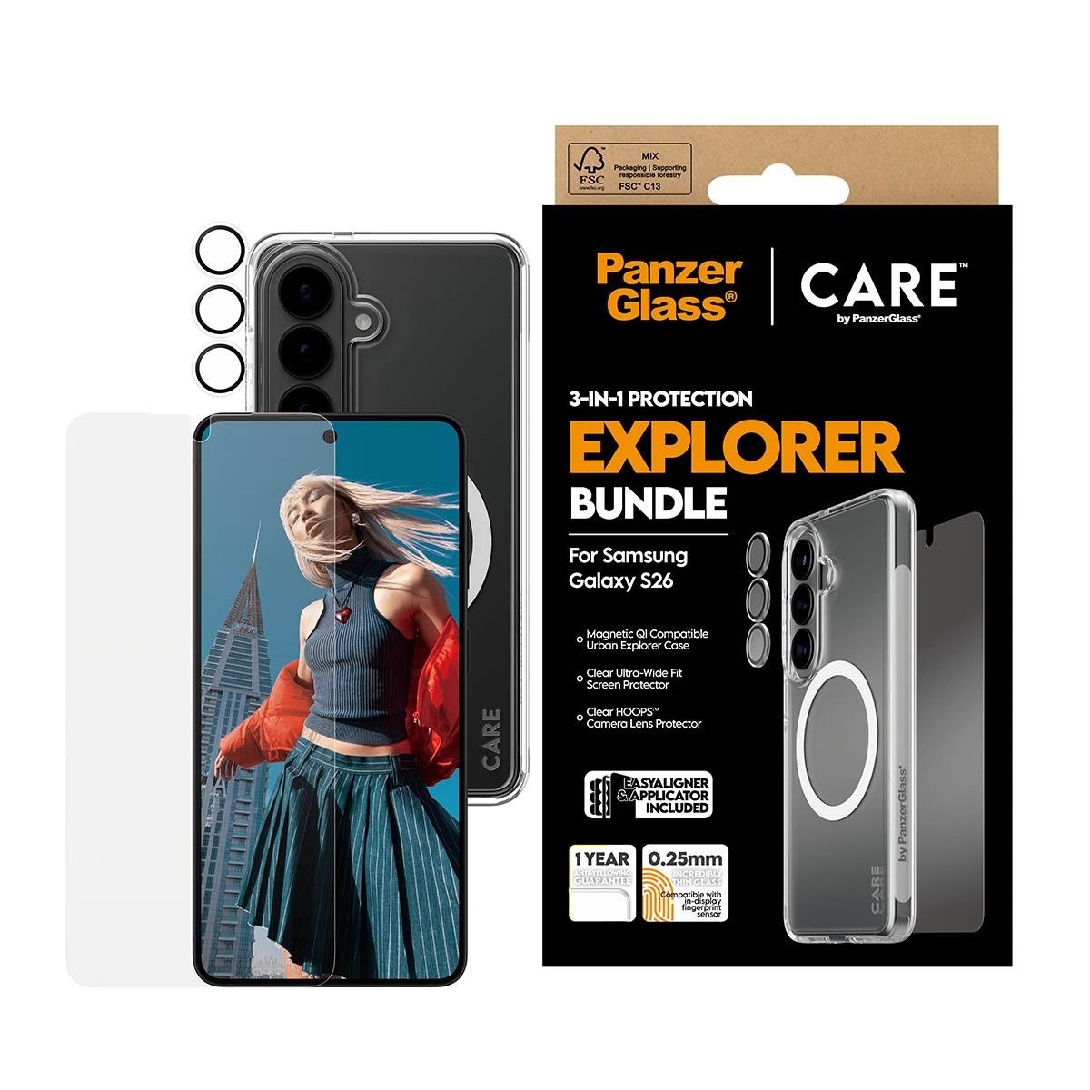 PanzerGlass 3-in-1 Bundle Samsung Galaxy S26 Beskyttelsesglas CR12957