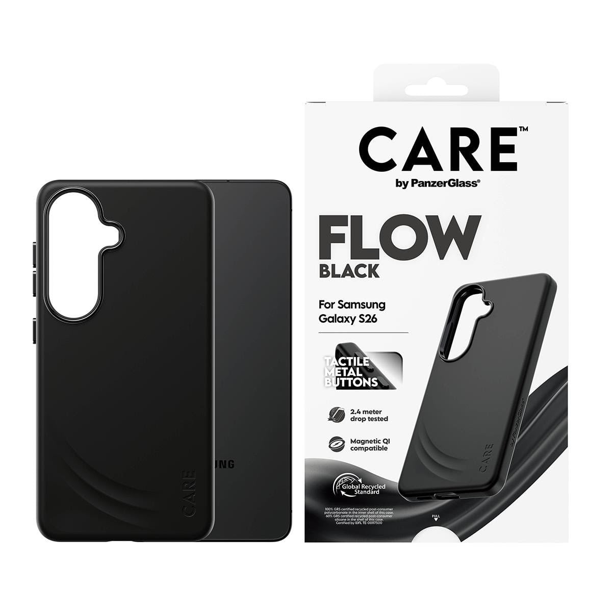 CARE by PanzerGlass Flow Case Black w. Qi Samsung Galaxy S26 Mobilcover CR13323
