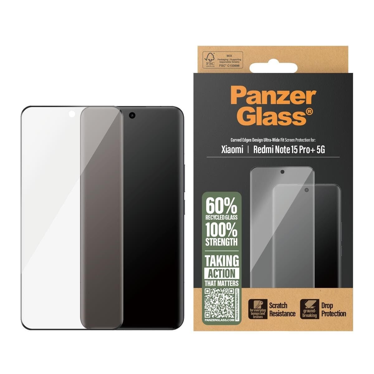 PanzerGlass Screen Protector Xiaomi Redmi Note 15 Pro+ 5G | Ultra-Wide Fit Beskyttelsesglas PG01689