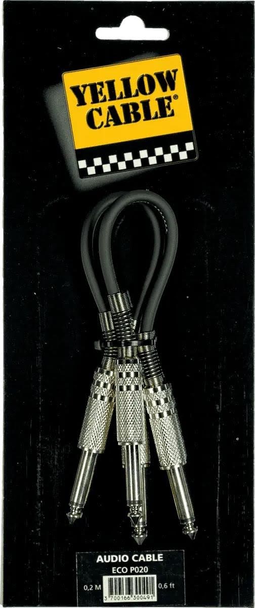 Yellow Cable P020 - 2 x 1/4" Jack/Jack patchkabel 20cm. Audiokabel ECO P020