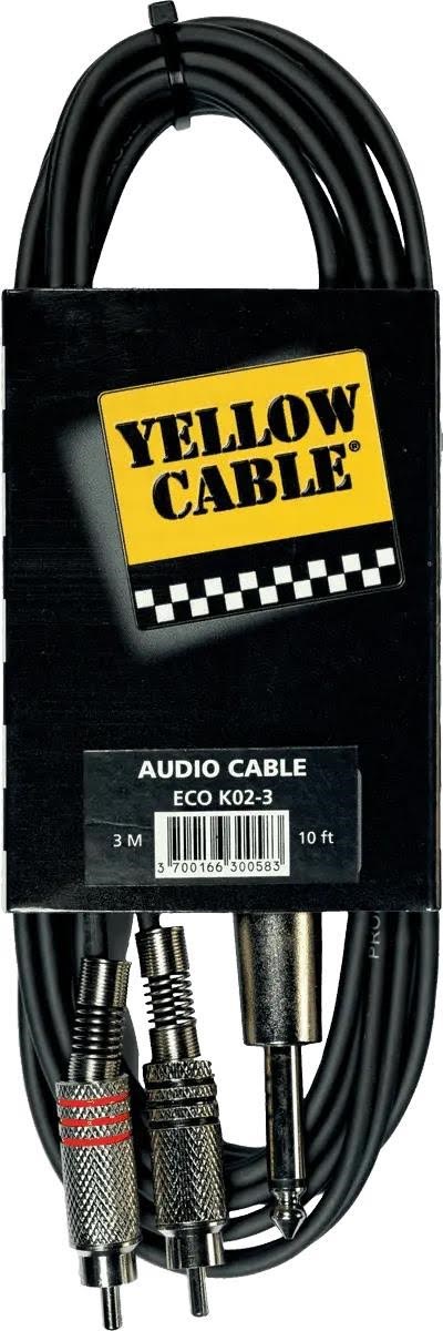 Yellow Cable K02-3 - 2 x RCA - 1/4" Jack mono-kabel 3m. Audiokabel ECO K02-3