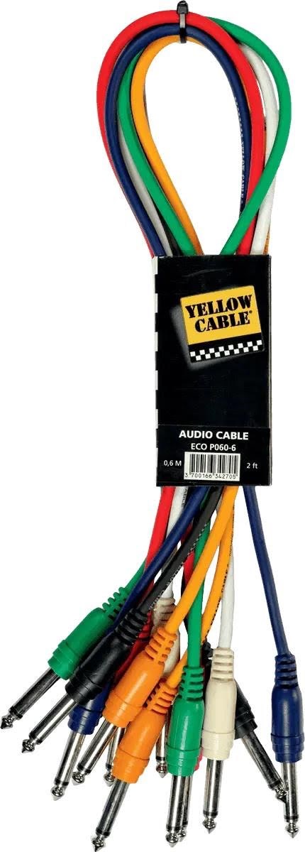 Yellow Cable P060-6 - 6 x 1/4" Jack/Jack patchkabel 60cm. Audiokabel ECO P060-6