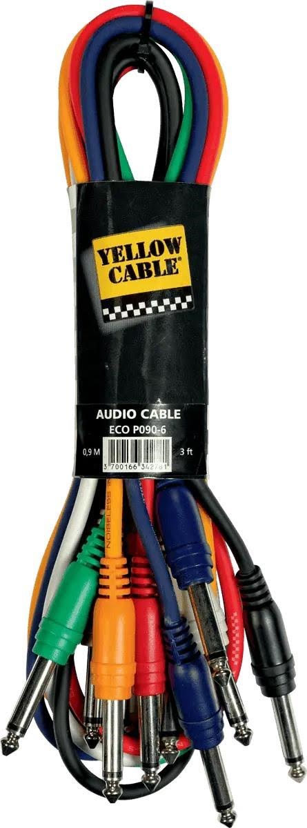 Yellow Cable P090-6 - 6 x 1/4" Jack/Jack patchkabel 90cm. Audiokabel ECO P090-6