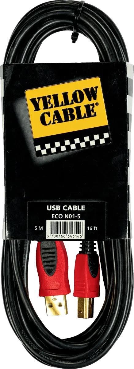 Yellow Cable N01-5 - USB a/b kabel 5m. Audiokabel ECO N01-5