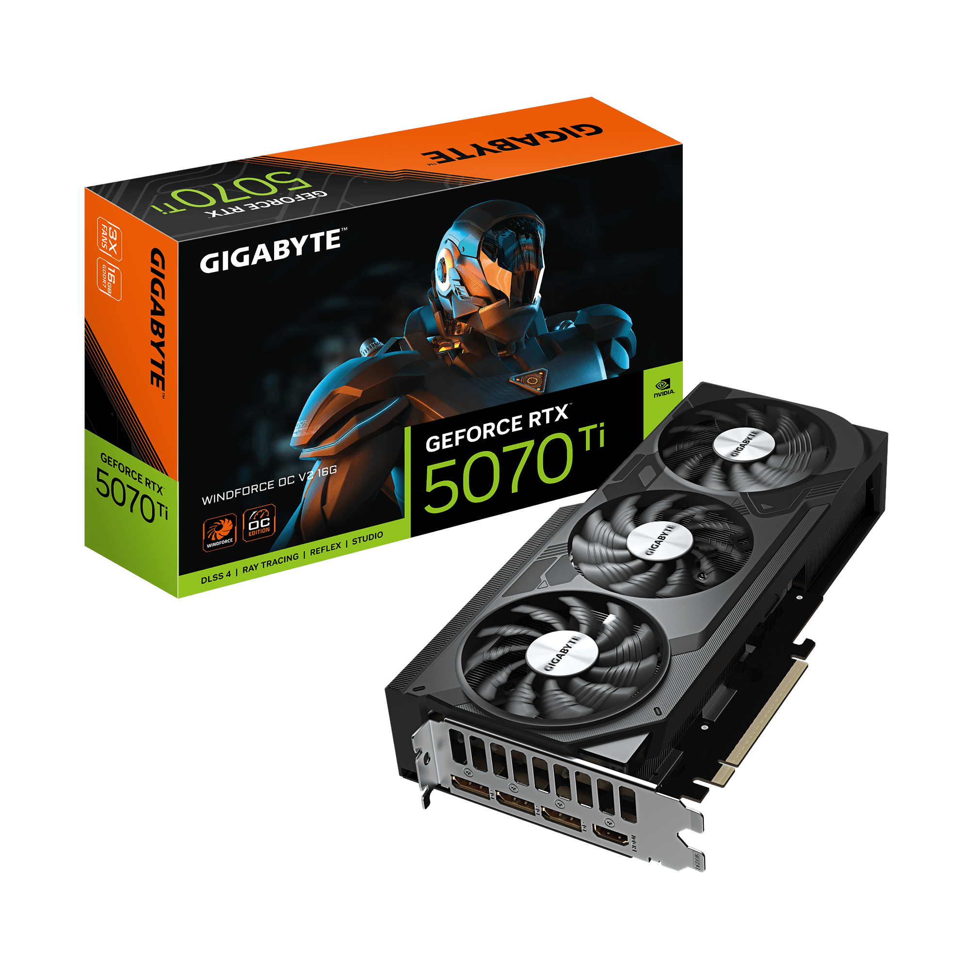 GIGABYTE GeForce RTX 5070 Ti WindForce 3 OC V2 - 16GB GDDR7 RAM - Grafikkort