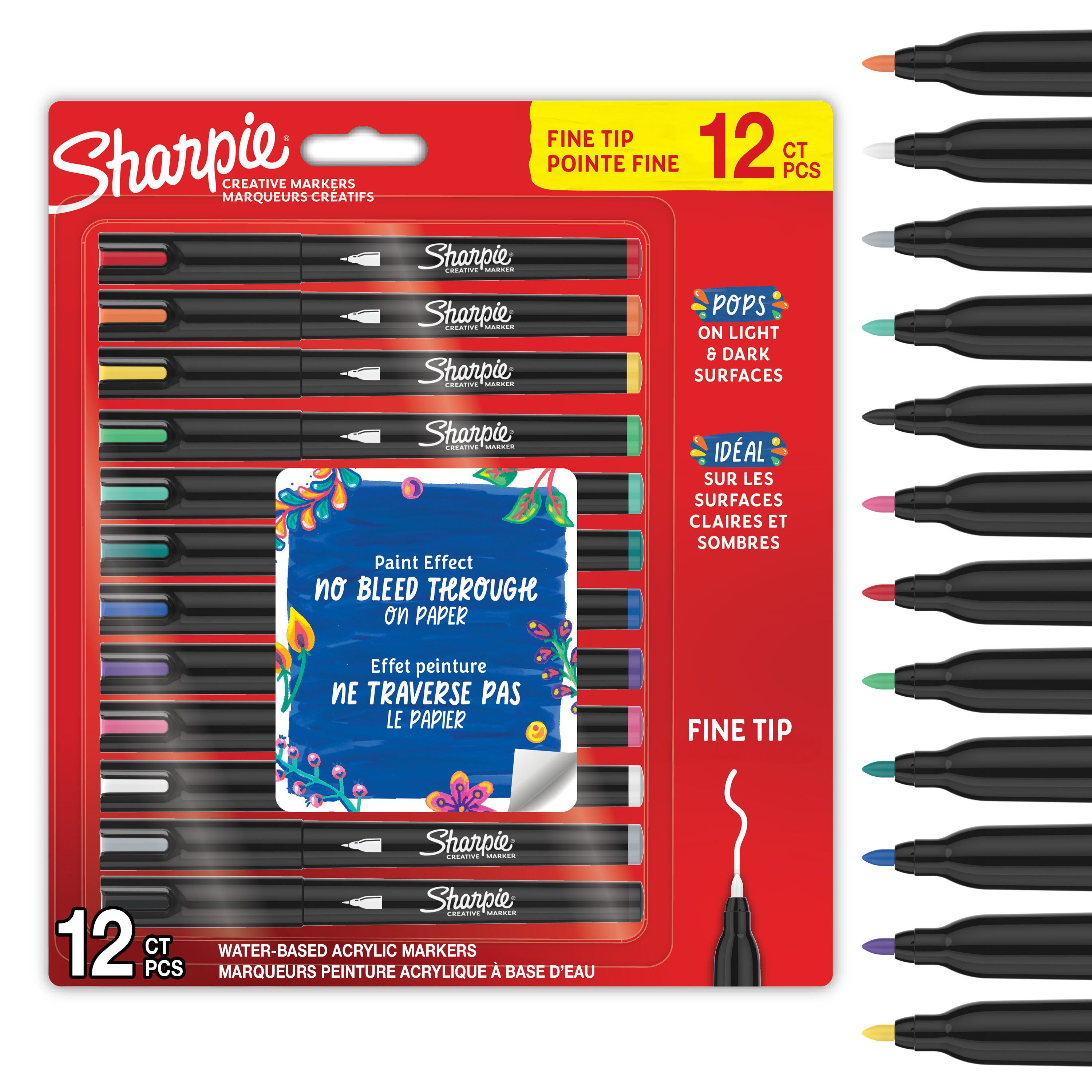 Sharpie Creative akrylmarker assorterede farver, fin spids, 12-blister Tegneværktøj 2212913