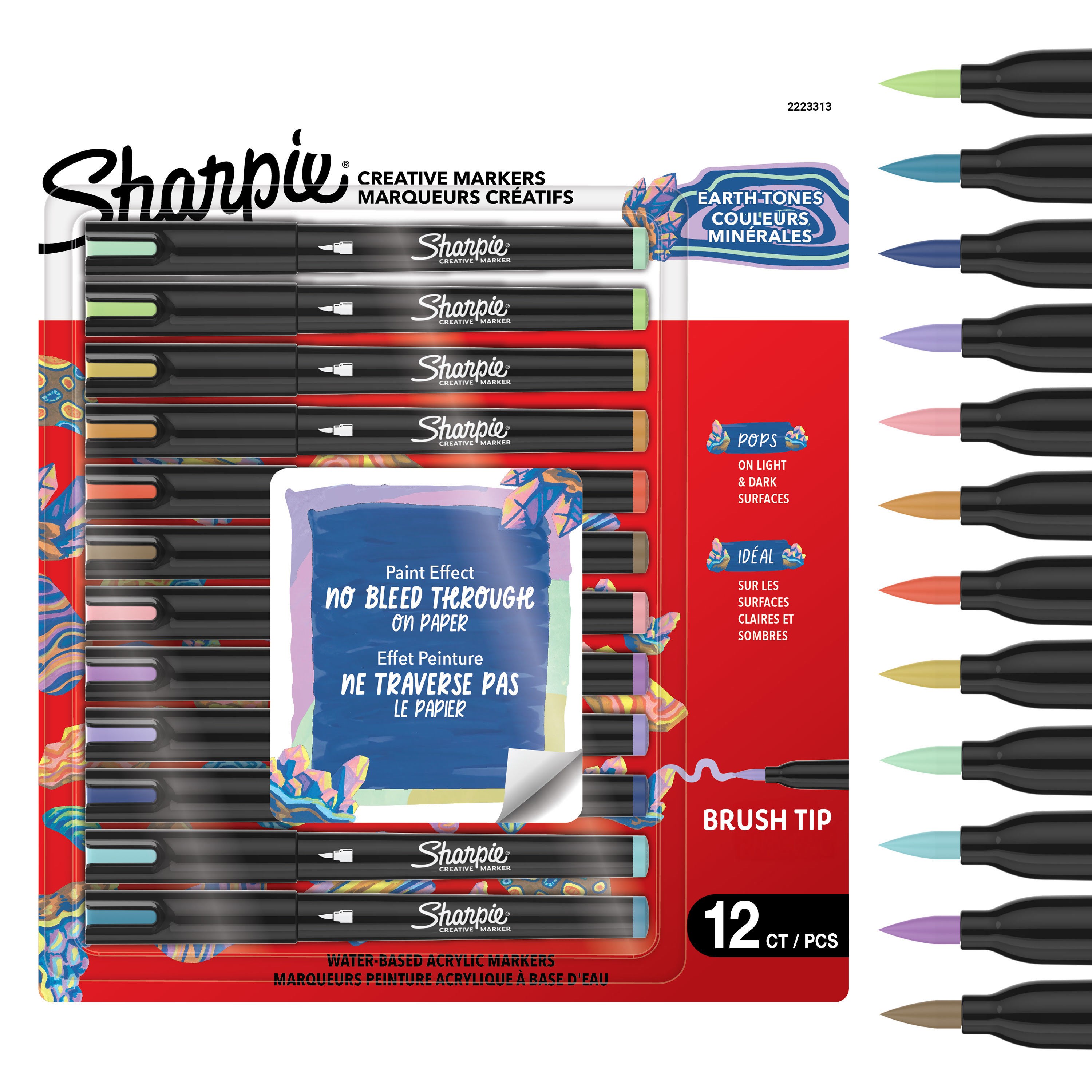 Sharpie Creative akrylmarker Earth Tones, penselspids, 12-blister Tegneværktøj 2223313