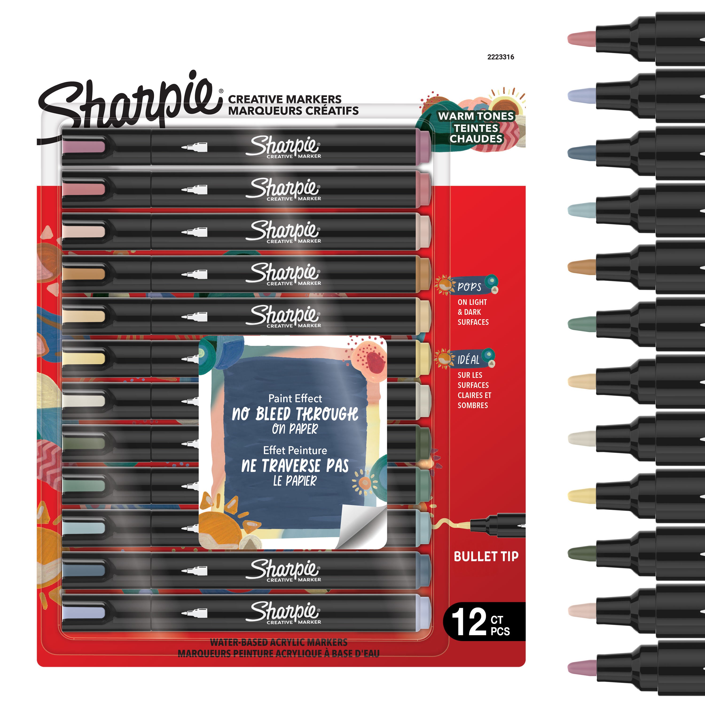 Sharpie Creative akrylmarker Warm Tones, rund spids, 12-blister Tegneværktøj 2223316