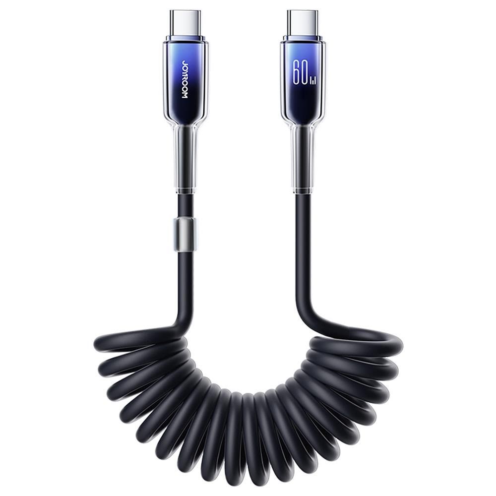 Joyroom S-A43 Crystal-Clear Series 60W USB-C - USB-C spiral cable 1.5m - black