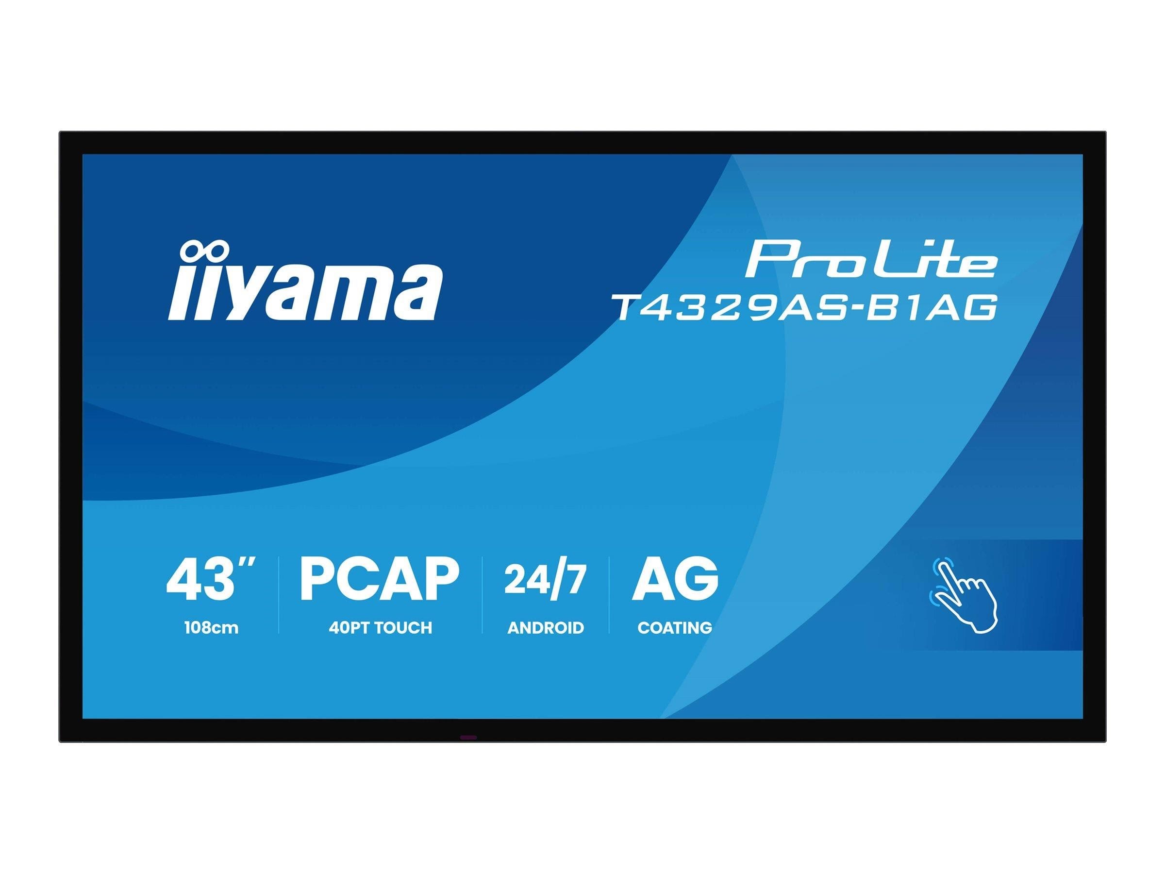 iiyama ProLite T4329AS-B1AG 43" Class (42.5" viewable) LED-backlit LCD display - 4K - for digital signage Infoskaerme Digital Skiltning Sort