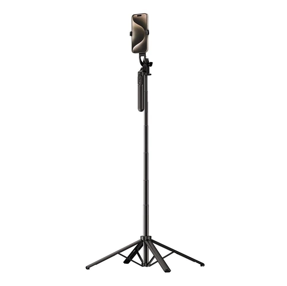 Wozinsky Selfie stick WH181-Y1S 1.75m aluminium alloy telescopic tripod with phone holder - black Kamerastativ 5907769360640