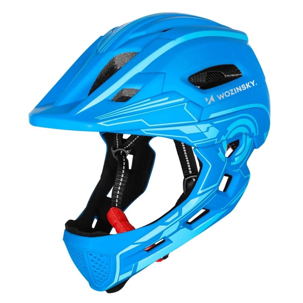 Wozinsky Fullface Children's Bicycle Helmet with USB Rear Light 52-56 cm - Blue Cykellygter 5907769380990