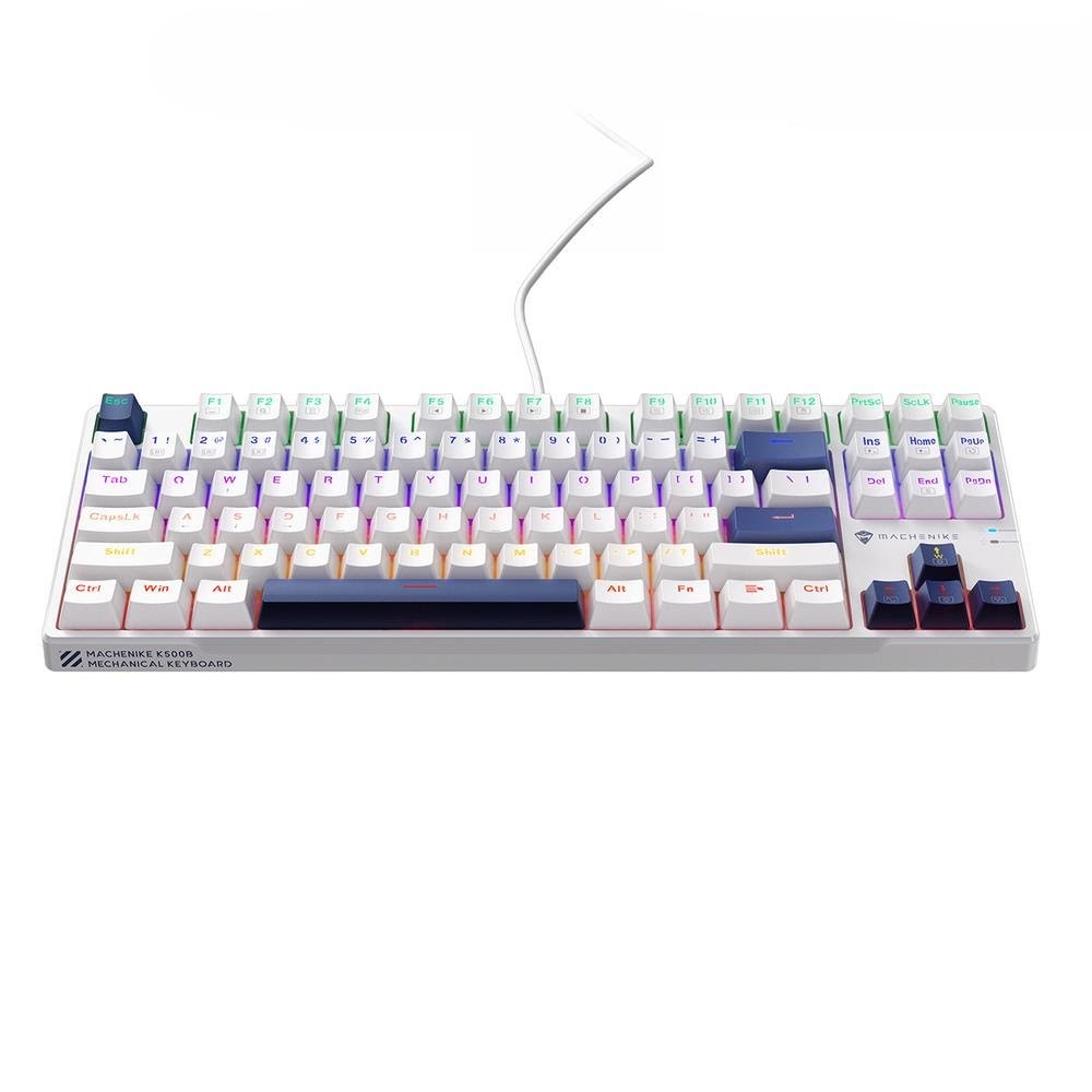 Machenike K500B-B87 Wired Mechanical Backlit Gaming Keyboard Red Switch - White - Hvid