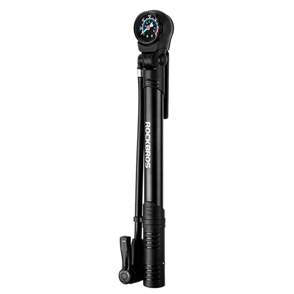 Rockbros 42310006001 bicycle pump with pressure gauge - black Cykeltilbehoer