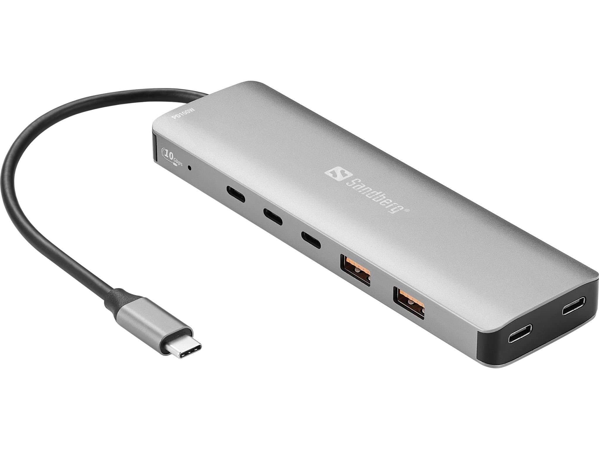 Sandberg USB-C to 5 x USB-C + 2 x USB-A 100W USB hub - 7 ports - Grå Usb Hub 136-79