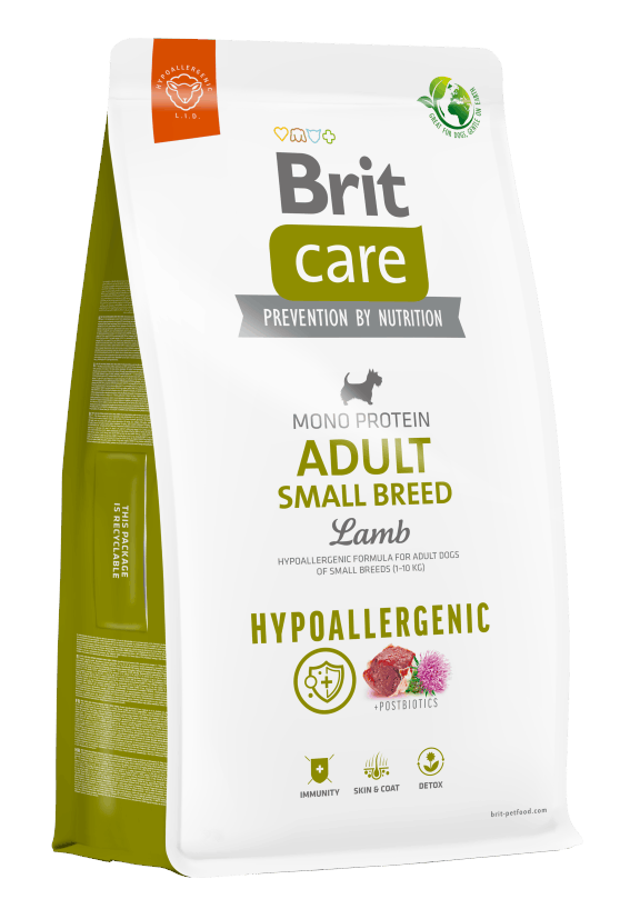 Brit Care Dog Hypoallergenic Adult Small Breed Lamb 3kg Hundeudstyr 8595602566143