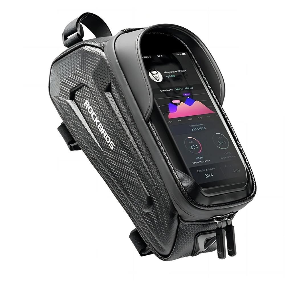 Rockbros B68-1 frame-mounted bicycle bag with phone pocket - 1.7L - Black Mobil Tilbehør Rockbros-B68-1