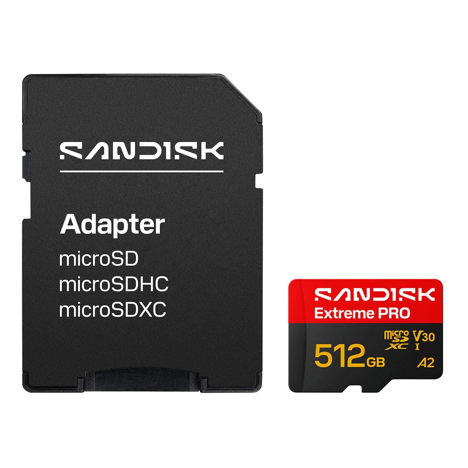 SANDISK Extreme PRO microSD/SD - 250MB/s - 512GB Hukommelseskort SDSQXCJ-512G-GS6MA