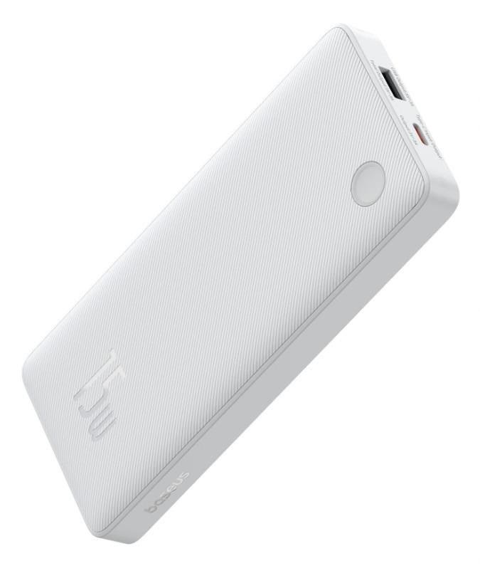Baseus Airpow Lite 10000mAh 15W Power Bank with Simple USB-A - USB-C 30cm Cable - White - 10000 mAh