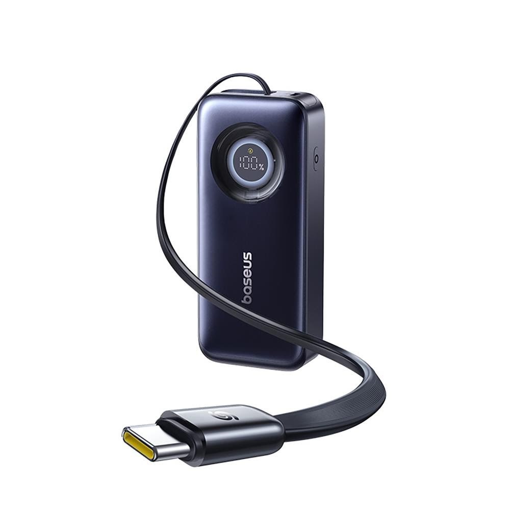 Baseus EnerCore CR11 20000mAh 67W Power Bank with Retractable USB-C Cable - Black - 20000 mAh Powerbank E0027H00