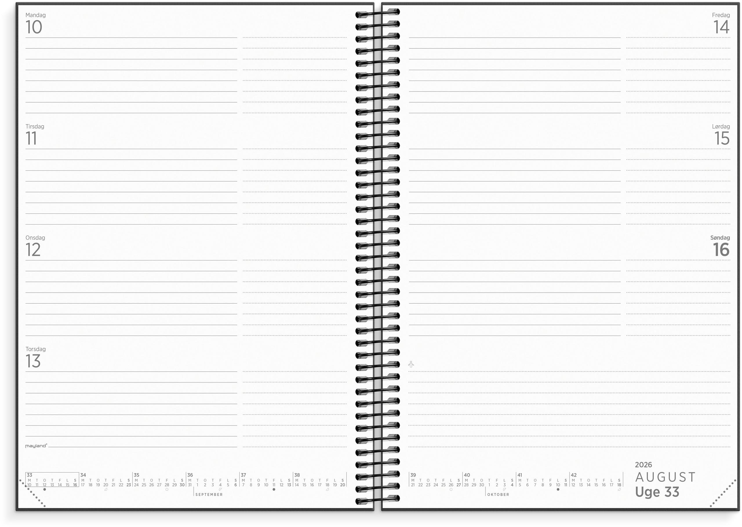 Mayland Studie Organizer & Notes A5 ugekalender sort 2026/2027 Kalender 27815710