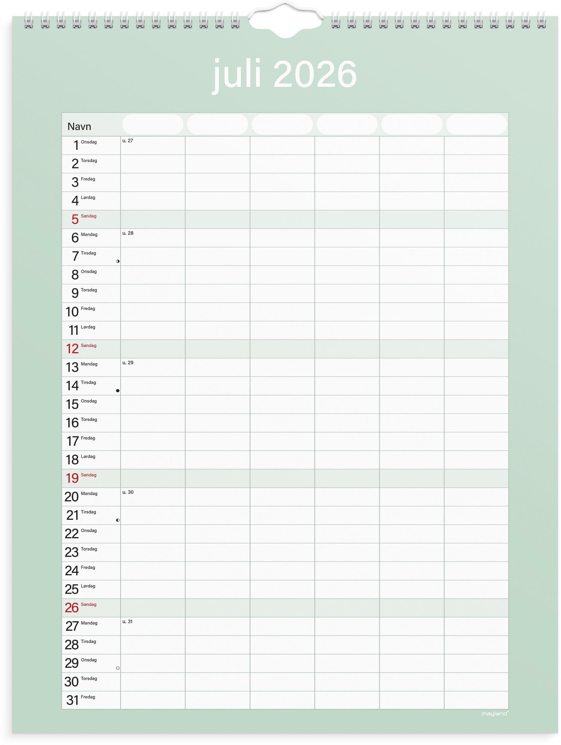 Mayland Studie Familiekalender Simply 2026/2027 Kalender 27808500