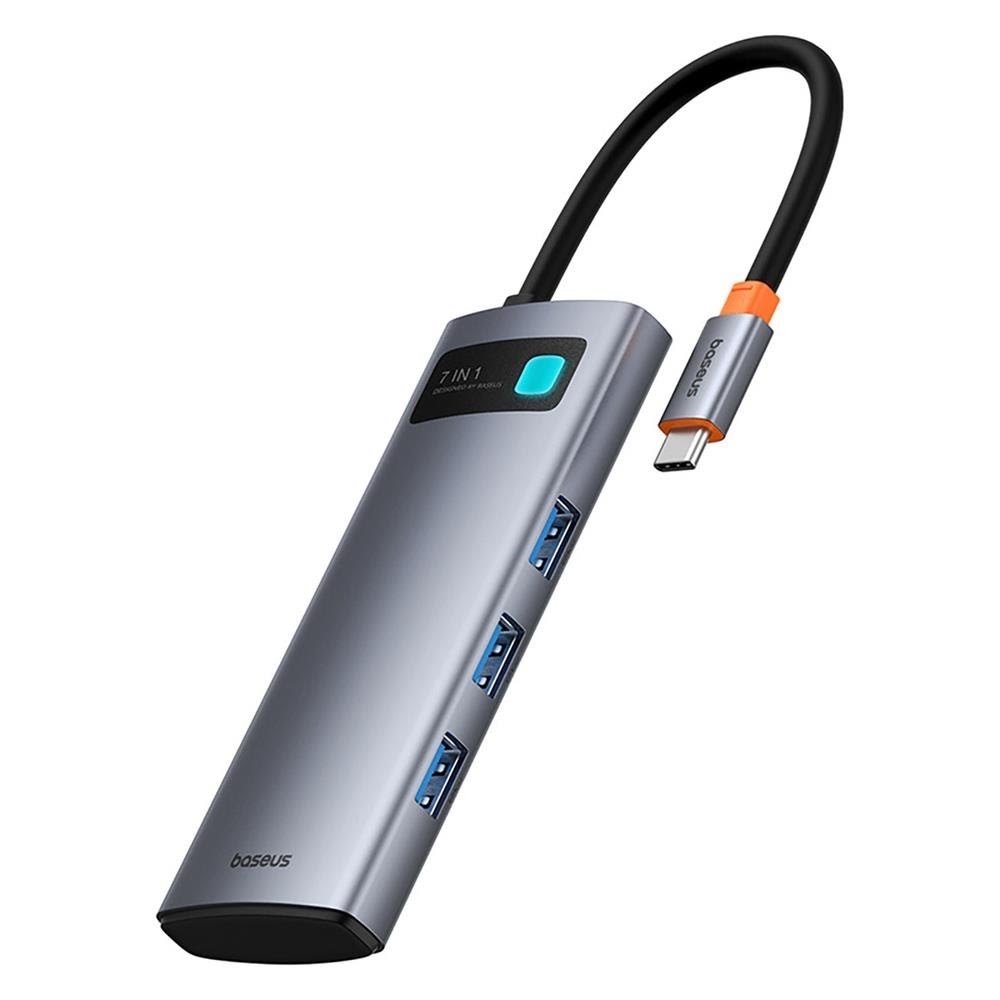 Baseus Metal Gleam 7in1 HDMI 4K 60Hz USB-C Hub / 3x USB 3.0 / USB-C PD / SD / microSD - Gray USB hub Usb Hub B00030708811-01