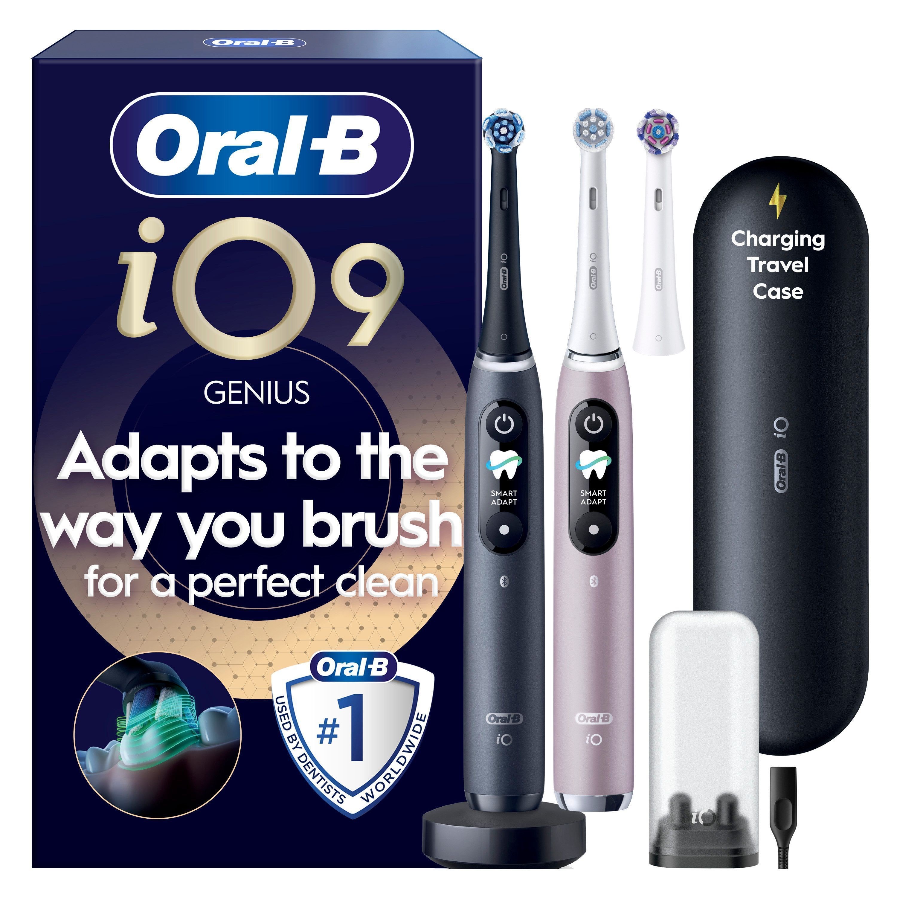 Oral-B Eltandbørste iO9 Duo Black Onyx/Rose Quartz + 1 Extra Refill El Tandbørste 8006530067997