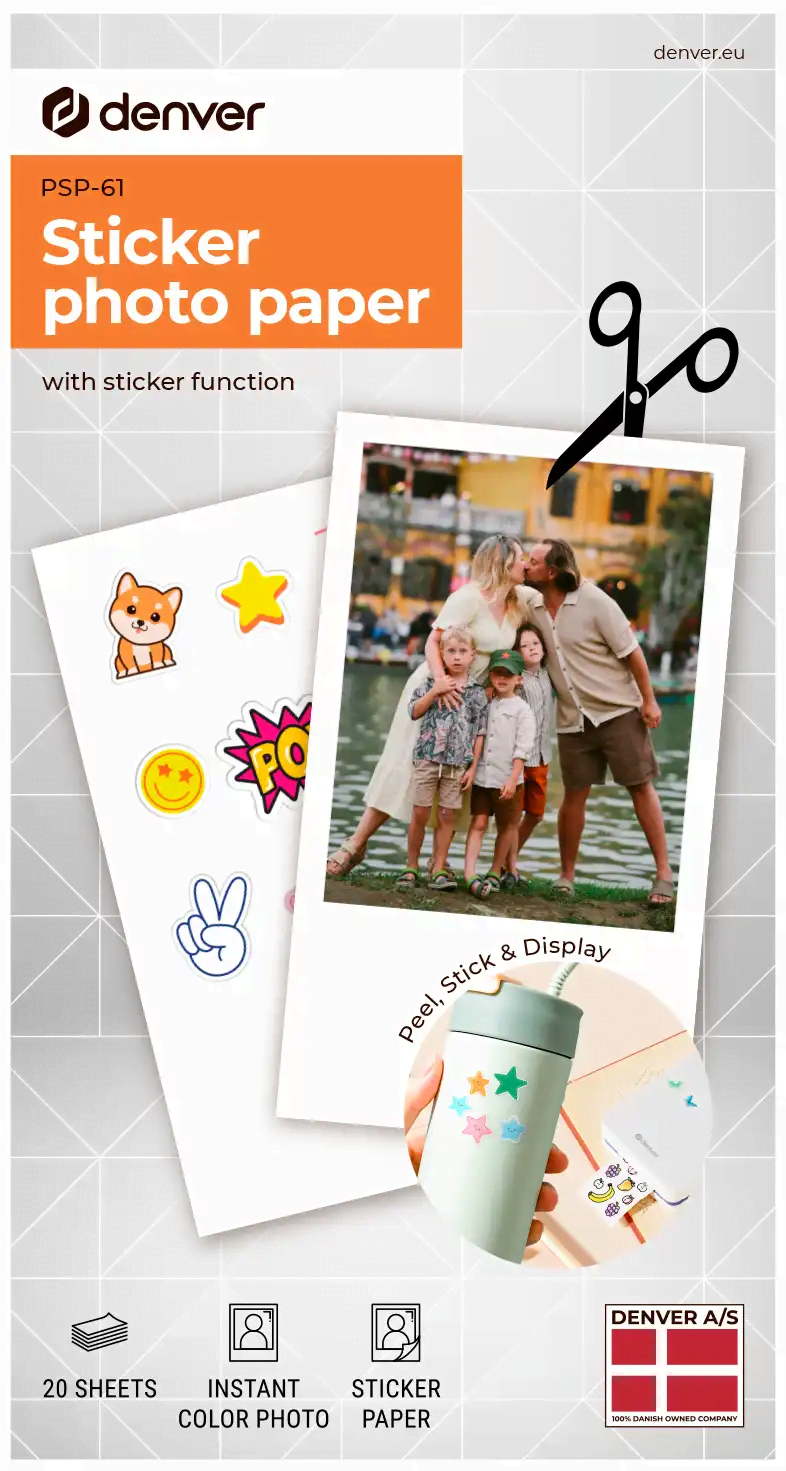 DENVER PSP-61 - Self adhesive photo print paper for Denver MCP-6010 printer Fotopapir