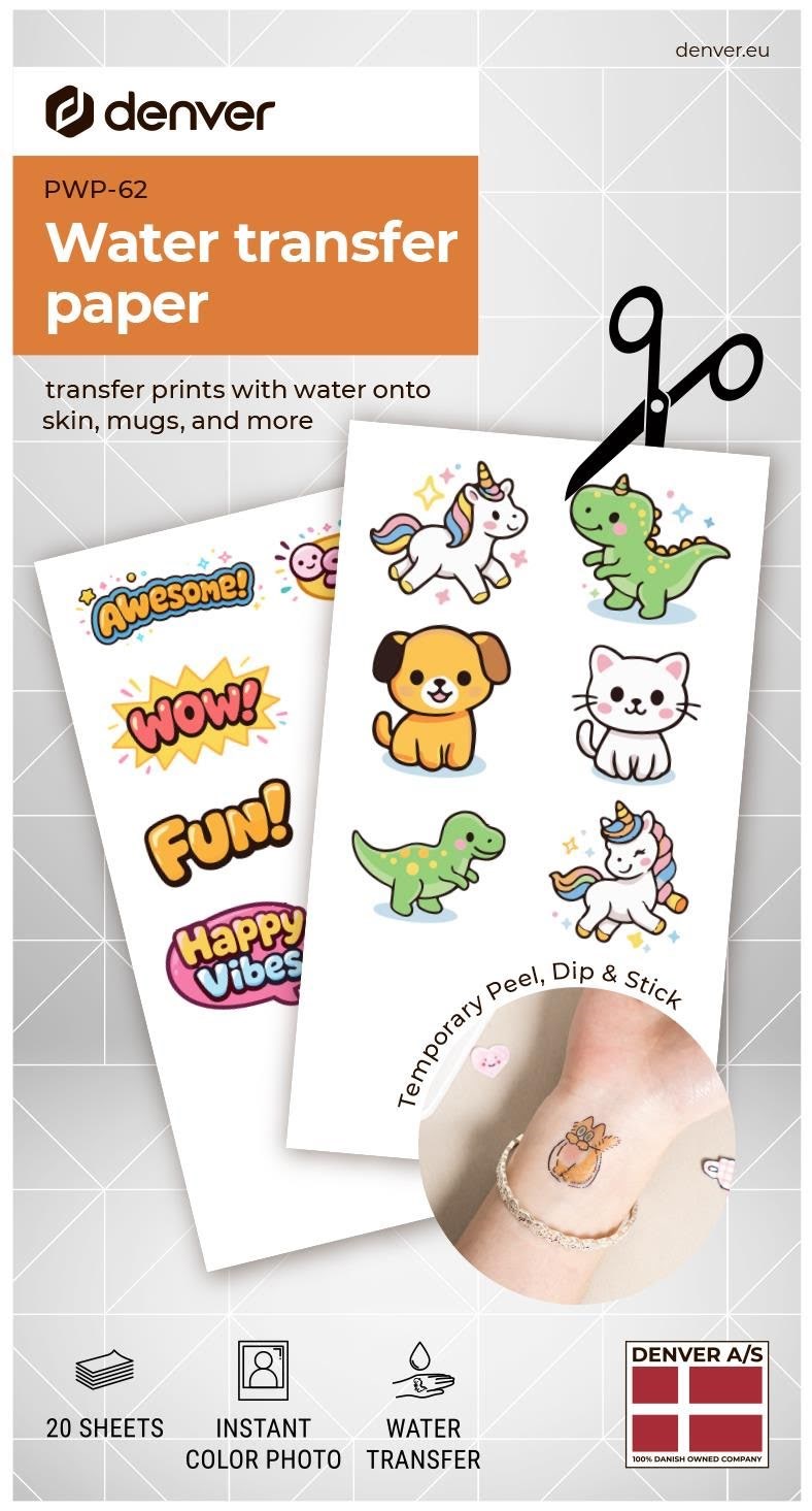 DENVER PWP-62 - Water tranfer photo print paper for Denver MCP-6010 printer Fotopapir