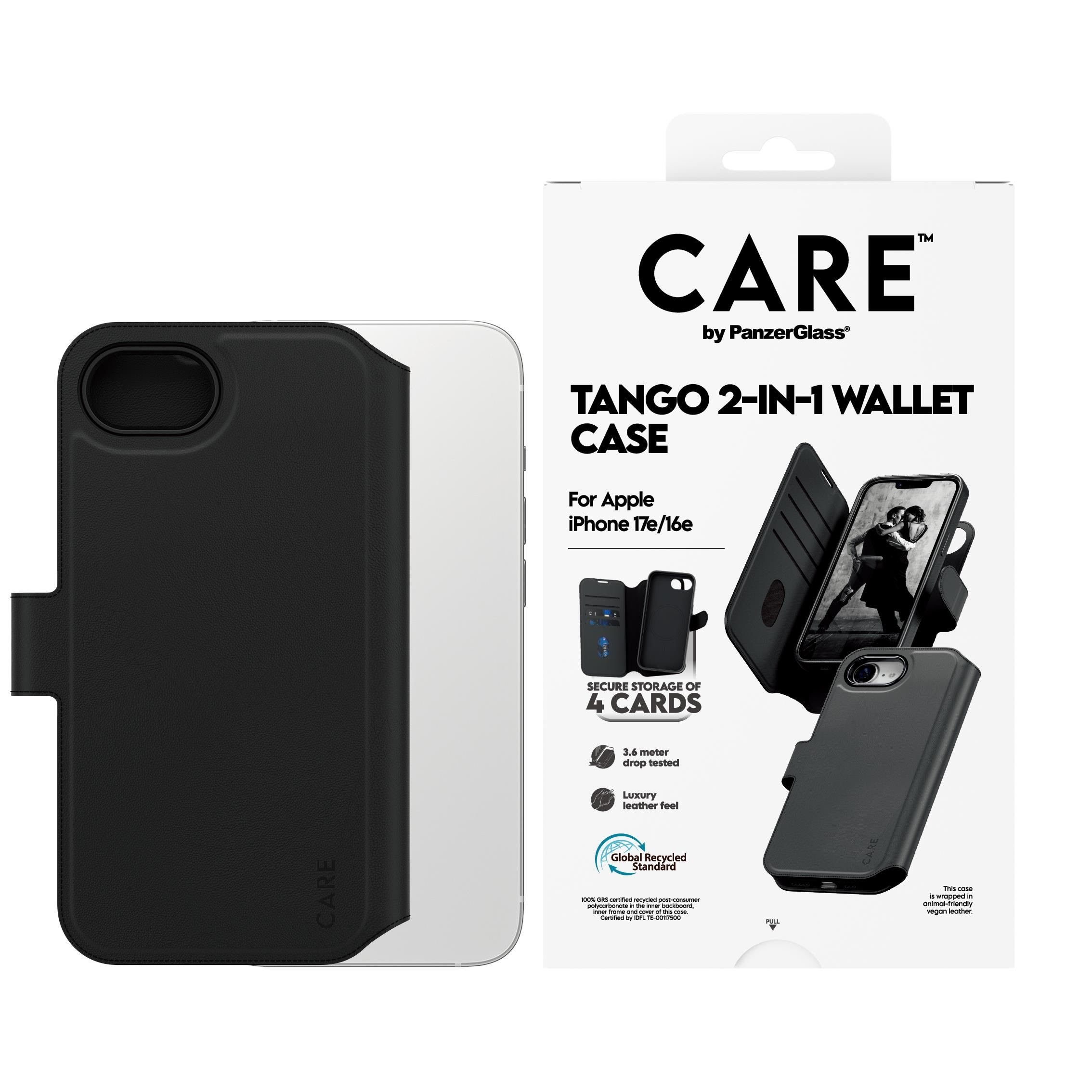 CARE by PanzerGlass Tango 2-in-1 Wallet Case w. MagSafe iPhone 17e | 16e Mobilcover CR32414