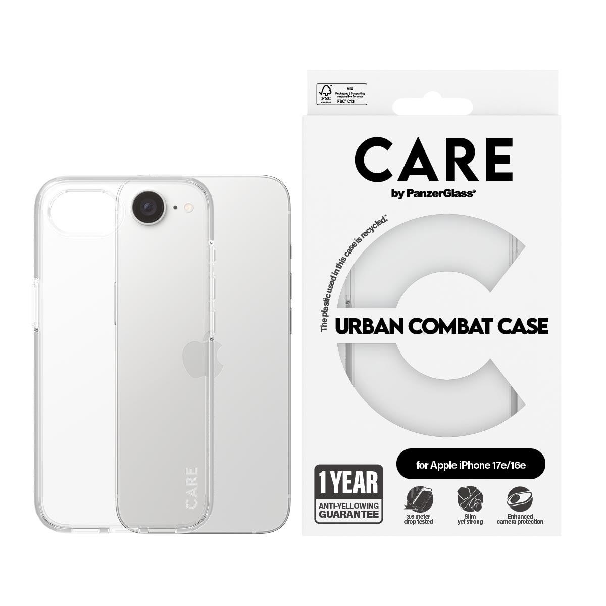 CARE by PanzerGlass Urban Combat Case Transparent iPhone 17e | 16e Mobilcover CR49860